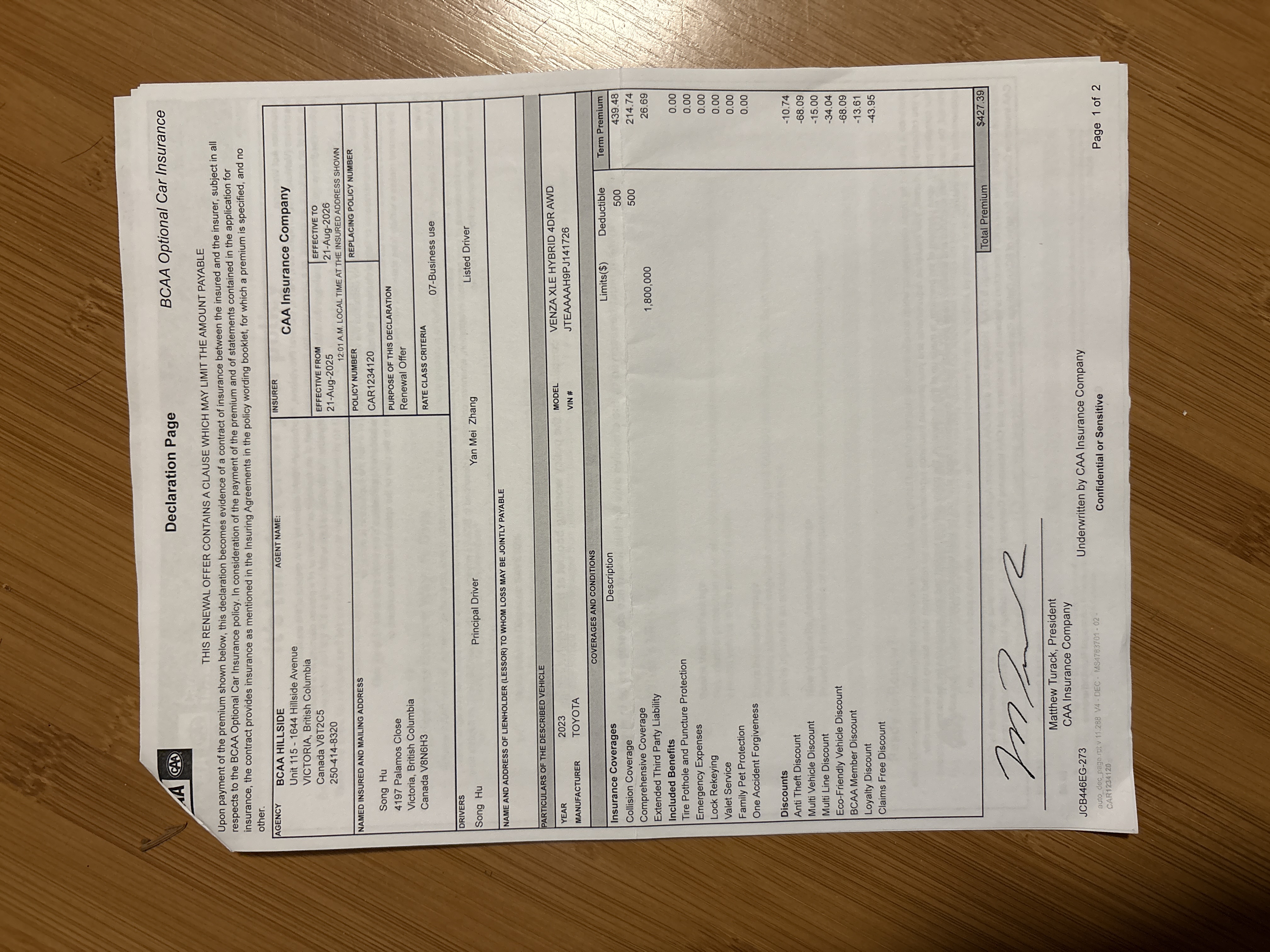 CAA Insurance Company